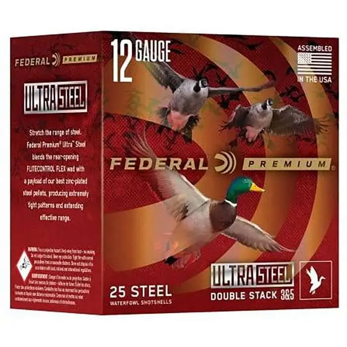 FEDERAL 12GA 3” 1 1/4OZ BB & 2  1450 FPS "ULTRA STEEL" 25 RD/BX 10 BX/CS