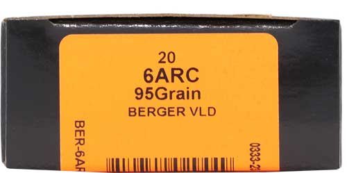 Alternative view of HSM TROPHY GOLD 6MM ARC - 95GR BERGER VLD 20RD 25BX/CS