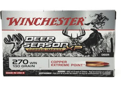 Winchester 270 Win Ammunition Deer Season XP X270DSLF 130 Grain Copper Impact Extreme Point 20 Rounds
