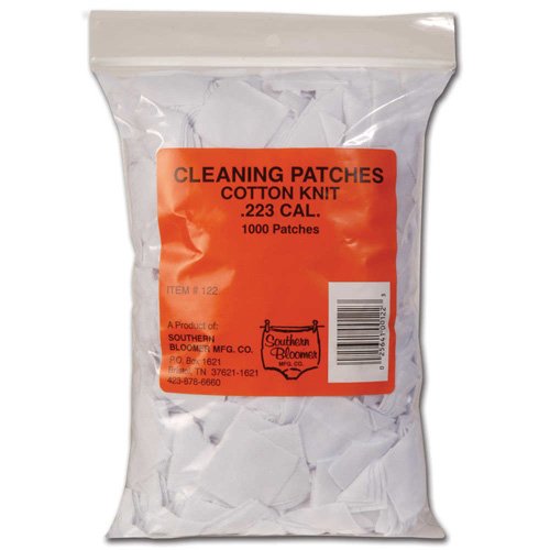COTTON KNIT CLEANING PATCHES - .223 CALIBER, 1000 BULK BAG