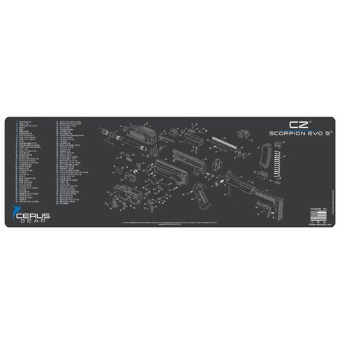 CZ SCORPION EVO 3 SCHEMATIC PROMAT - CHARCOAL GRAY/CERUS BLUE