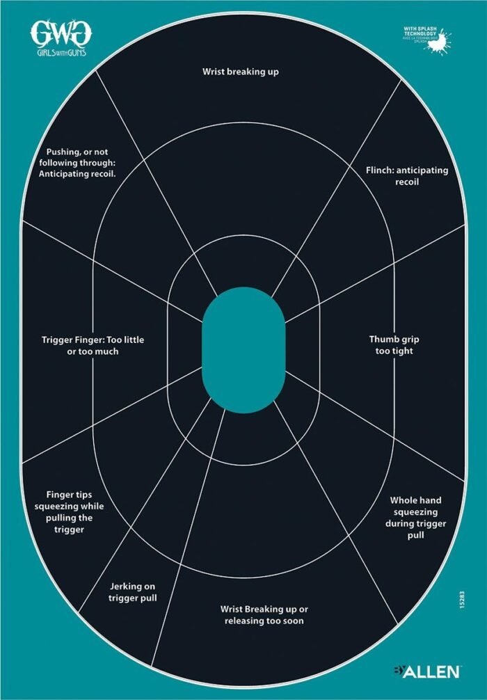 Allen Girls with Guns Splash Adhesive Oval Silhoutte Target 12x18 - 5/ct