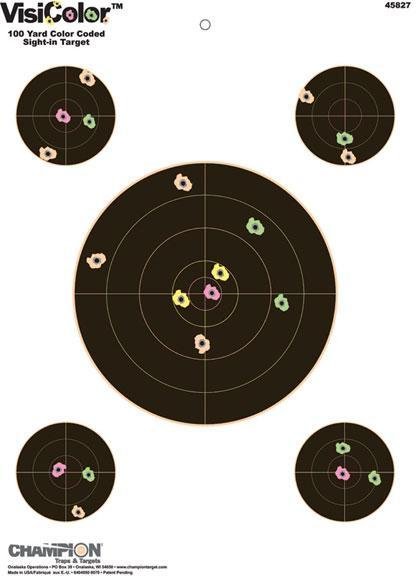 Champion VisiColor High-Visibility Paper Targets 8" Bull w/4 extra Bulls 10/Pack