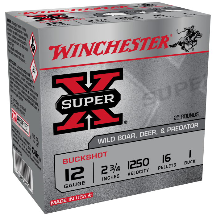 WINCHESTER SUPER X 12 GA 2-3/4" BUCKSHOT 1 25 RD/BX 10 BX/CS