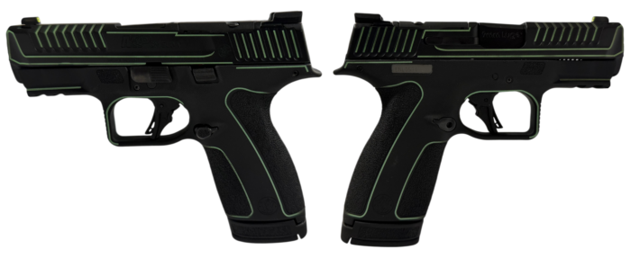 SMITH & WESSON M&P 9 SHIELD X NTS BLACK/LIME GREEN PISTOL 3.6" N.S. 1-13RD, 1-15RD MAG