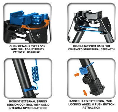 Alternative view of UTG BIPOD TACTICAL OP 5.9-7.3" - PICATINNY MOUNT W/STUD ADAPTER